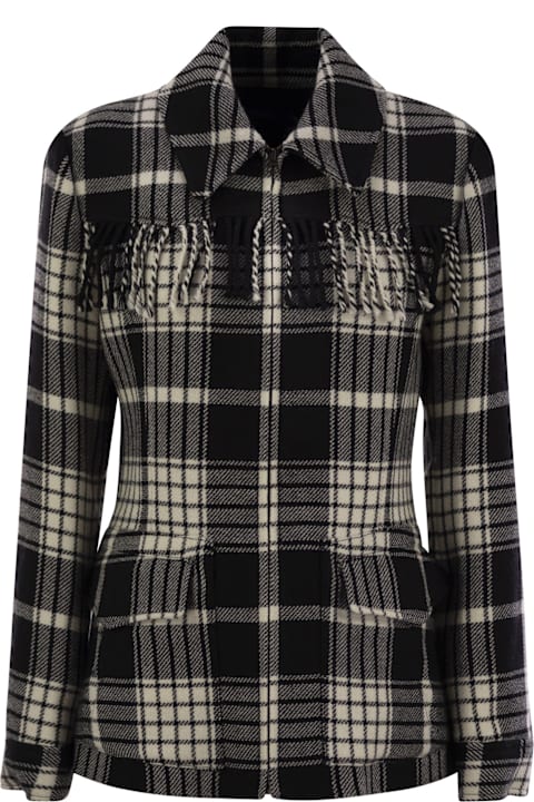 Homeware Polo Ralph Lauren Plaid Wool Jacket With Fringes