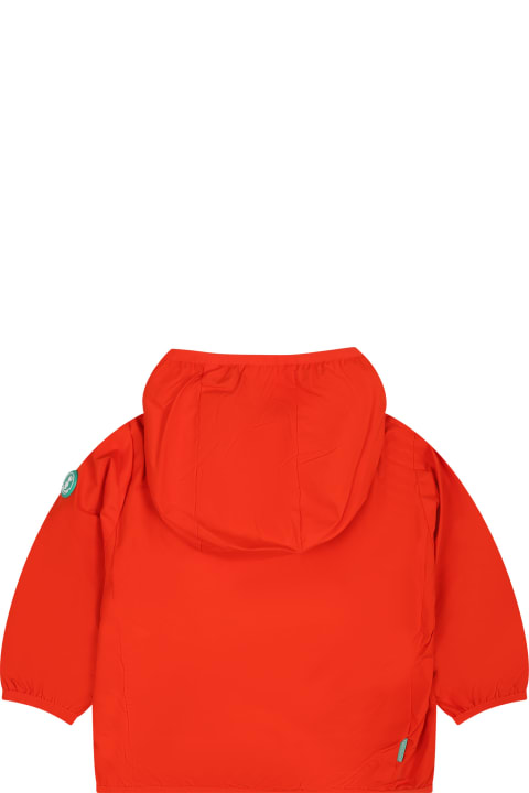 Topwear for Baby Girls Save the Duck Red Coco Windbreaker For Kids With Logo