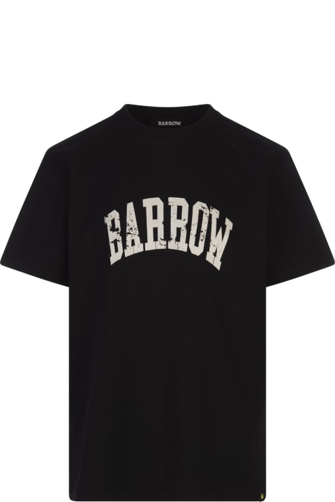 Barrow for Men Barrow Black T-shirt With Lettering And Graphic Print With Smile