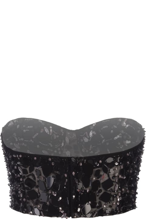Ermanno Scervino Topwear for Women Ermanno Scervino Black Bustier Top With Crystals