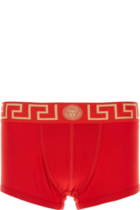 Versace ملابس داخلية لـ القسم الرجالي Versace Red Stretch Cotton Boxer