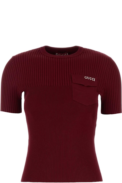 Gucci سترات صوف وبدل رياضية لـ السيدات Gucci Tiziano Red Stretch Viscose Blend Sweater