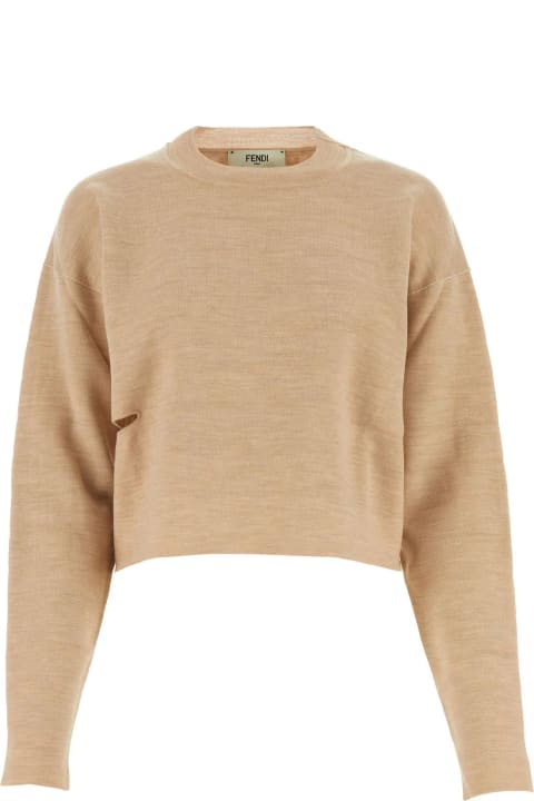 Fendi Women Fendi Beige Wool Blend Reversible Sweater