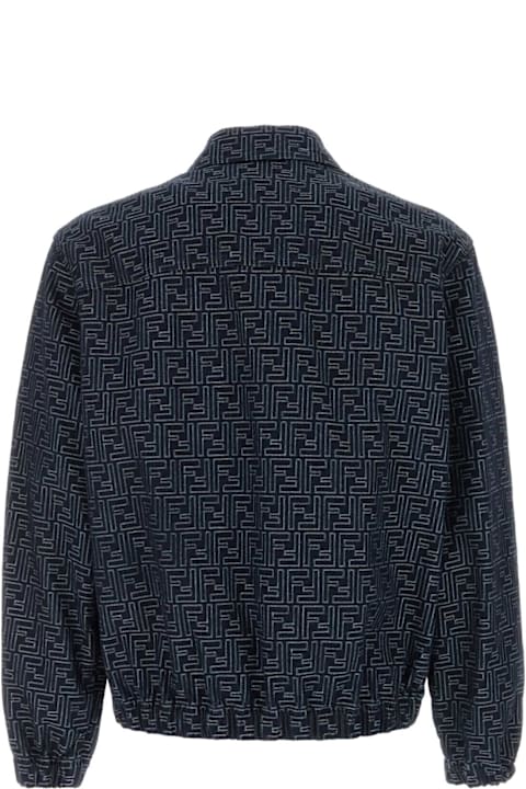Fendi Coats & Jackets for Men Fendi Embroidered Denim Bomber Jacket