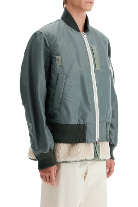 Sacai Coats & Jackets for Men Sacai Shearling Insert Nylon Bomber Jacket