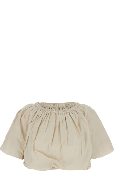 Topwear for Women Marant Étoile 'bertille' White Cropped Top With All-over Gathering In Cotton Woman