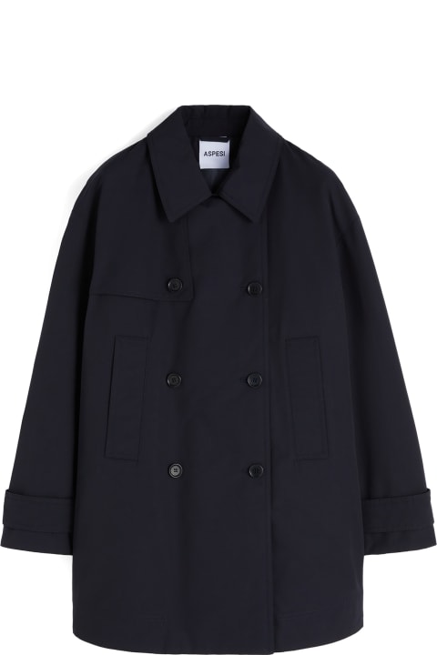 Aspesi Coats & Jackets for Women Aspesi Navy Blue Women's Trench Coat