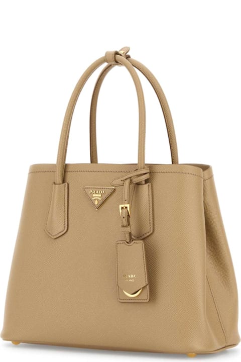 Homeware Prada Sand Leather Small Double Handbag