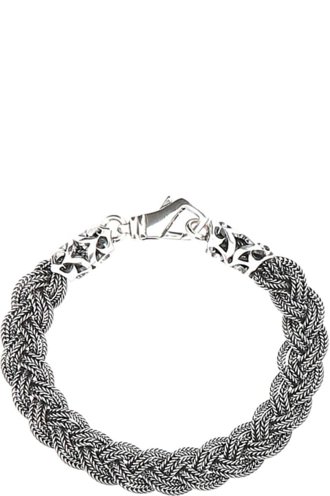 Jewelry Sale for Men Emanuele Bicocchi 925 Silver Flat Braided Bracelet