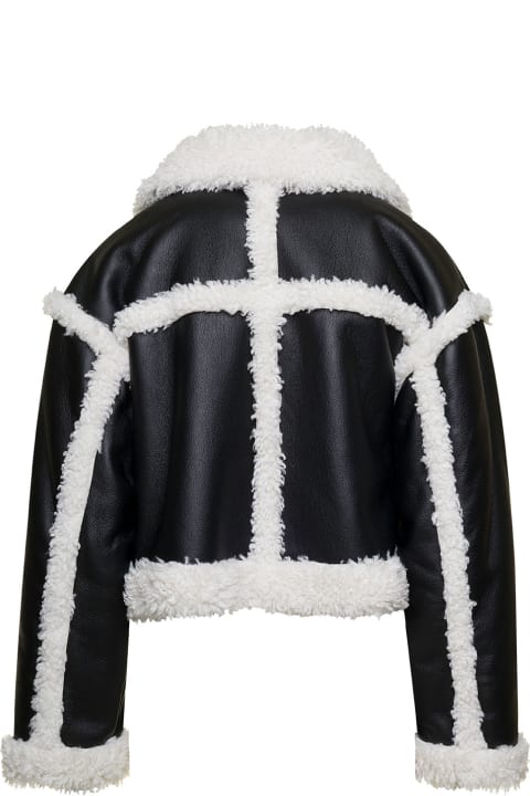 Homeware STAND STUDIO 
khristy
 Black And White Shearling Jacket With Faux Fur Trims In Faux Leather Woman