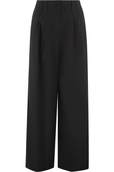 Wide Cotton-blend Tailored Trousers