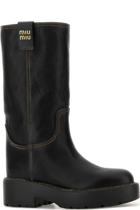 Miu Miu Black Leather Boots