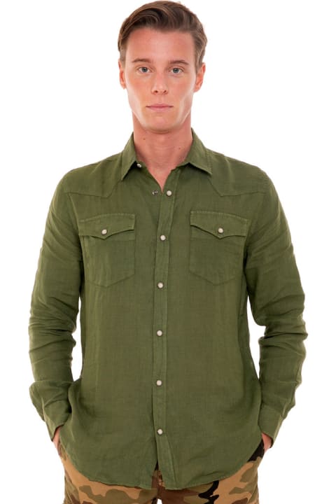 MC2 Saint Barth Shirts for Men MC2 Saint Barth Dark Green Linen Shirt