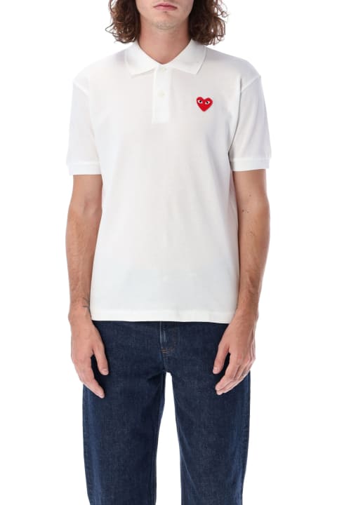 Topwear for Men Comme des Garçons Play Red Heart Patch Polo Shirt
