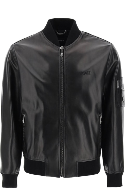 Versace Coats & Jackets for Men Versace Black Leather Bomber Jacket
