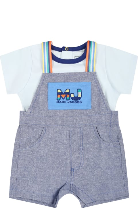 ベビーボーイズ トップス Marc Jacobs Light Blue Suit For Baby Boy With Logo