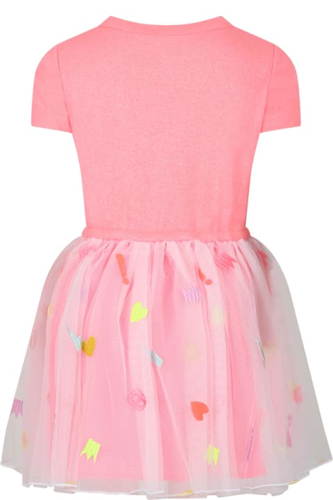 Dresses for Girls Billieblush Fuchsia Dress For Girl With Tulle And Multicolor Embroidery