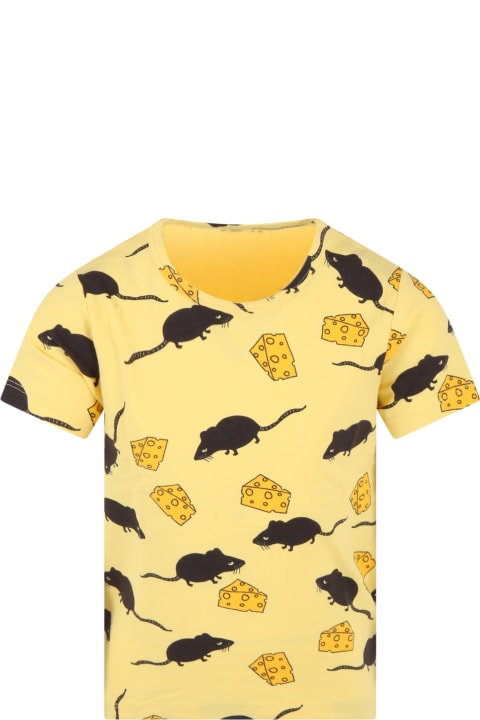 Yellow T-shirt For Kids With Mouse Print