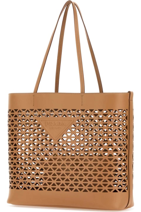 Prada Totes for Women Prada Sand Leather Shopping Bag