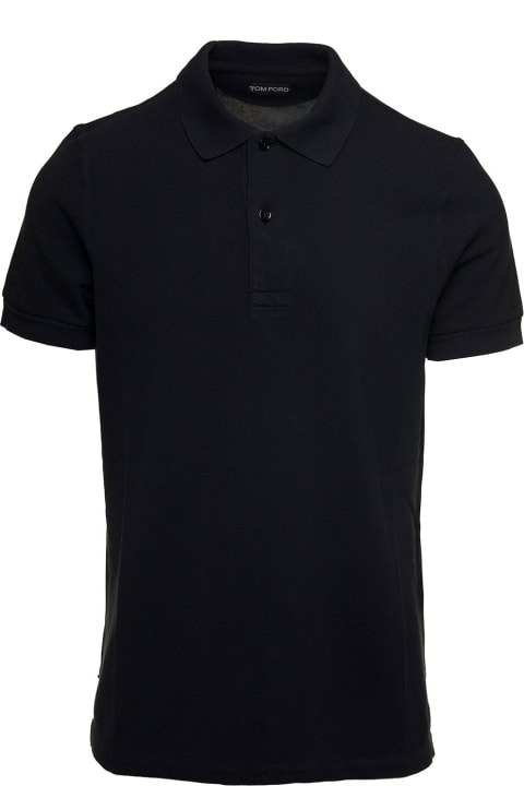 Black Short-sleeves Polo In Cotton Piquet Jersey Man