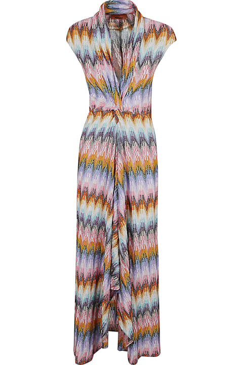 Fashion for Women Missoni Wrap Front Asymmetric Zig-zag Patterned Sleeveless Dress