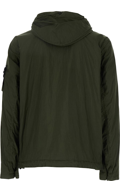 Stone Island Coats & Jackets for Men Stone Island 'creancle' Green Jacket With Hood And Logo Patch On The Sleeve In Tech Fabric Man