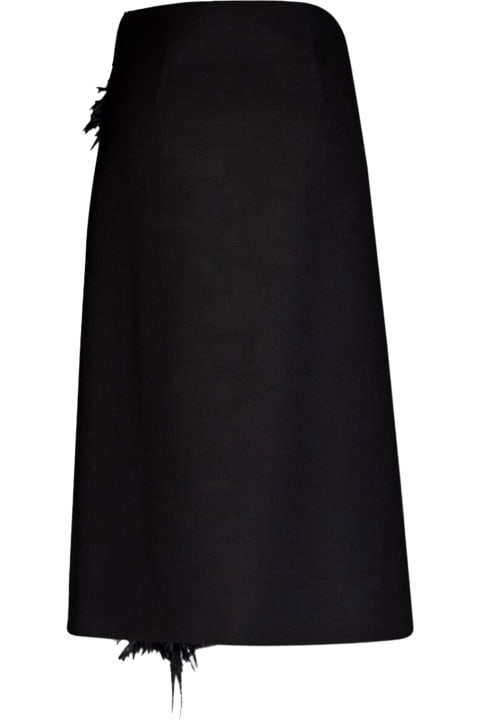 Prada Sale for Women Prada Wool Midi Skirt With Feathers