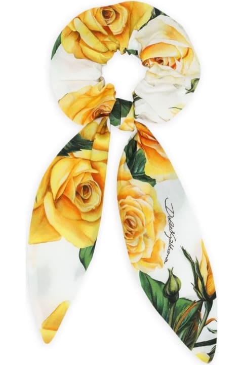Dolce & Gabbana Accessories & Gifts for Baby Girls Dolce & Gabbana Scrunchie With Yellow Rose Print