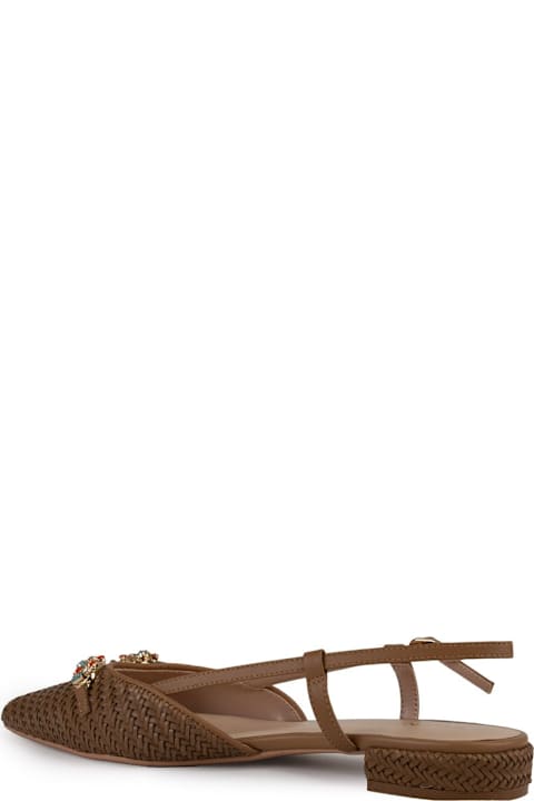 Homeware TwinSet Raffia Sandal With Jeweled Clamp