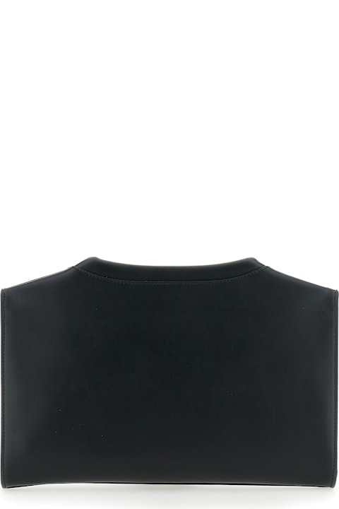 Balmain Bags for Women Balmain Black Pouch With Logo Plaque On The Front And Crewneck Effect In Leather Woman