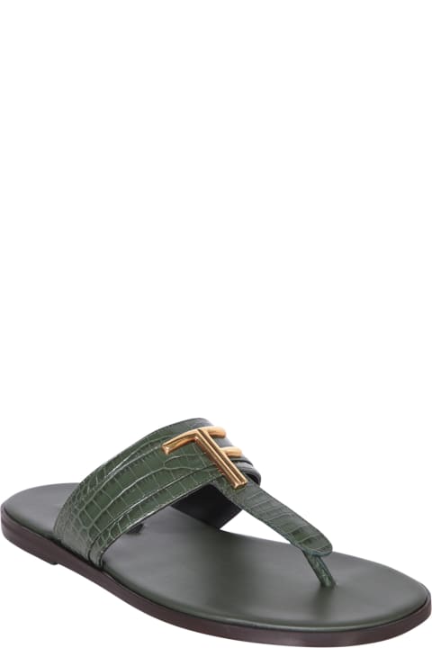 Tom Ford Other Shoes for Men Tom Ford Crocodile Green Thong Sandals