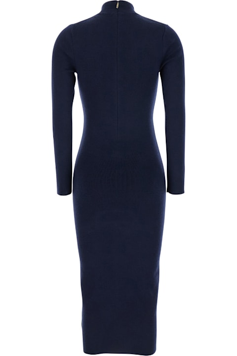 MICHAEL Michael Kors for Women MICHAEL Michael Kors Blue High Neck Dress With Long Sleeves In Wool Woman