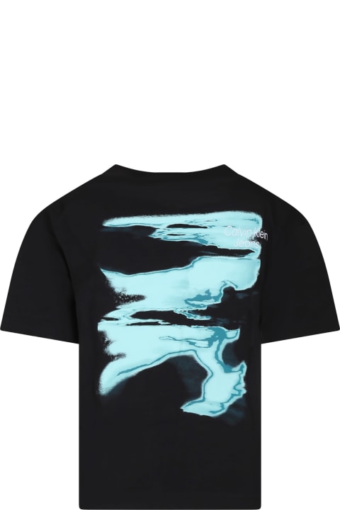Calvin Klein T-Shirts & Polo Shirts for Boys Calvin Klein Black T-shirt For Boy With Logo