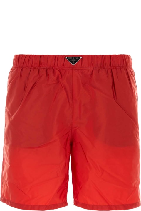 Swimwear for Men Prada Red Re-nylon Swimming Shorts