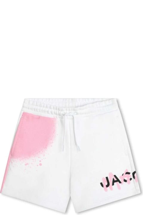 Little Marc Jacobs Bottoms for Girls Little Marc Jacobs White And Pink Shorts With Logo Lettering Print In Cotton Girl