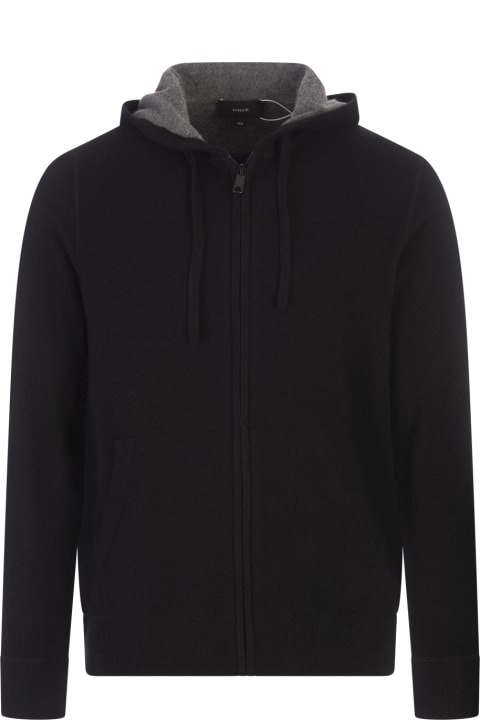 Vince Clothing for Men Vince Black Cashmere Full Zip Hoodie