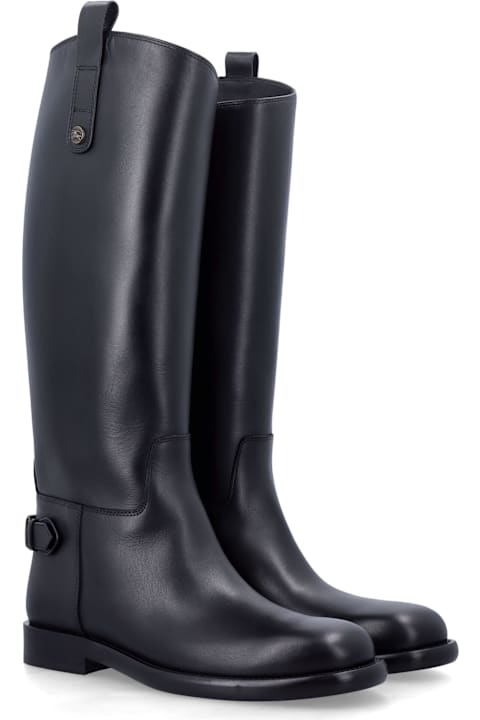 Burberry London for Kids Burberry London Burberry Leather Cavalier Boots With Buckle Detail