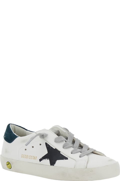 Golden Goose for Kids Golden Goose Super Star Leather Upper And List Printed Star Suede Heel