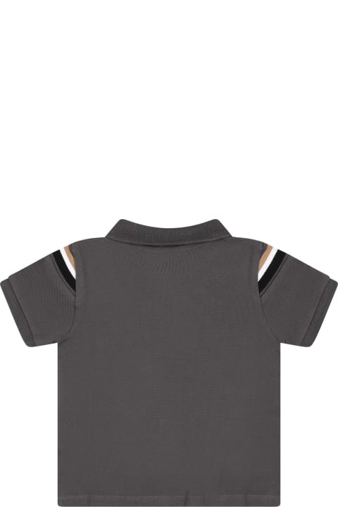 Hugo Boss for Kids Hugo Boss Gray Polo Shirt For Baby Boy With Logo