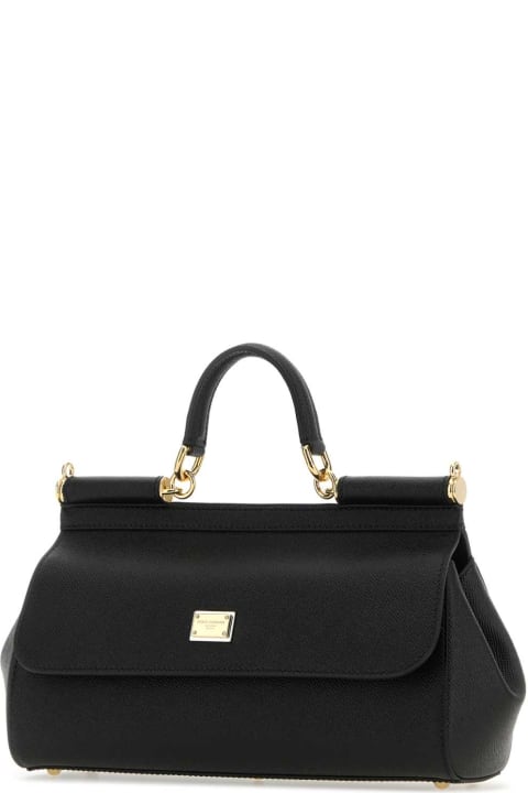 Bags Sale for Women Dolce & Gabbana Black Leather Medium Sicily Handbag