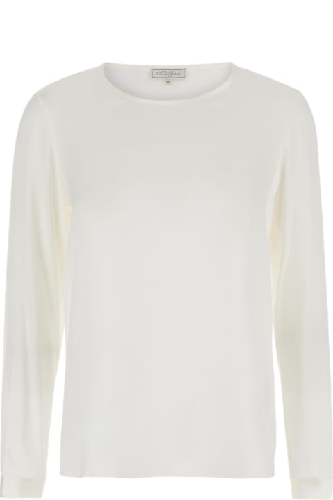 Antonelli Topwear for Women Antonelli 'adige' White Long Sleeve Top In Stretch Silk Woman