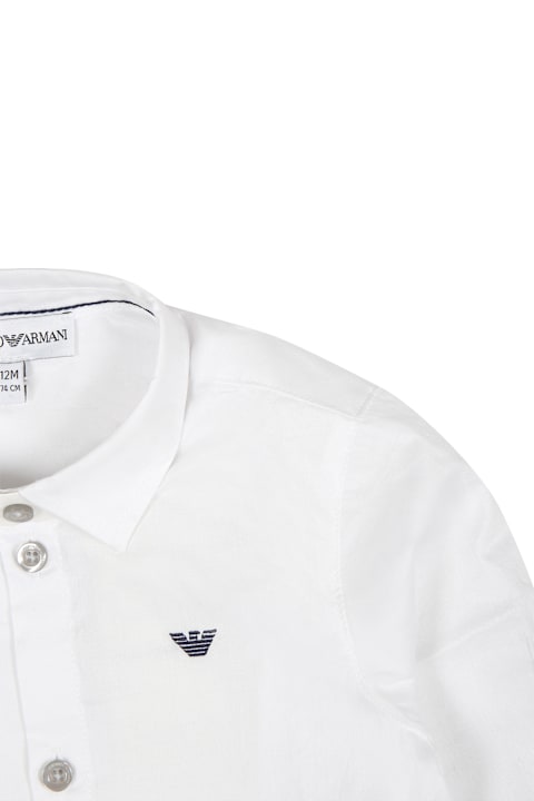 Topwear for Baby Boys Emporio Armani White Skirt For Babyboy With Blue Eagle