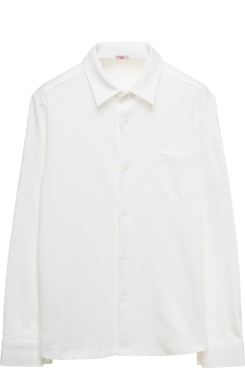 Shirts for Boys Il Gufo Camicia A Maniche Lunghe E Tasca Applicata In Cotone Bianco Bambino