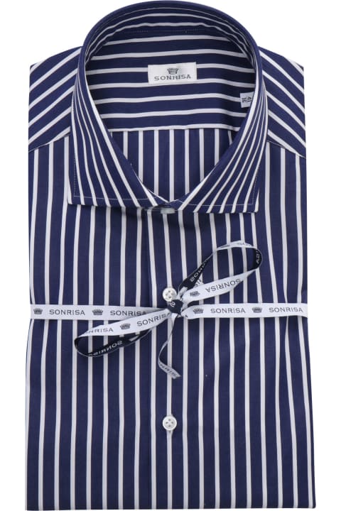 Clothing Sale for Men Sonrisa Blue And White Striped Shirt