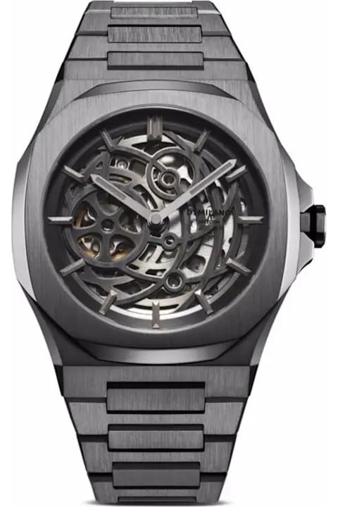 ساعات لـ القسم الرجالي D1 Milano Skeleton Rubber Gun Metal 41.5 Mm Watch