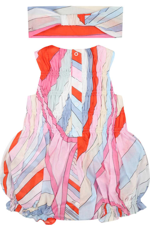 ベビーボーイズ Pucciのボディスーツ＆セットアップ Pucci Multicolor Romper For Baby Girl With Iconic Multicolor Print