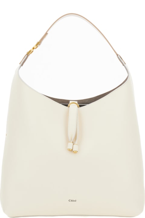 Chloé Totes for Women Chloé 'marcie' White Hobo Bag With Tassels In Grained Leather Woman