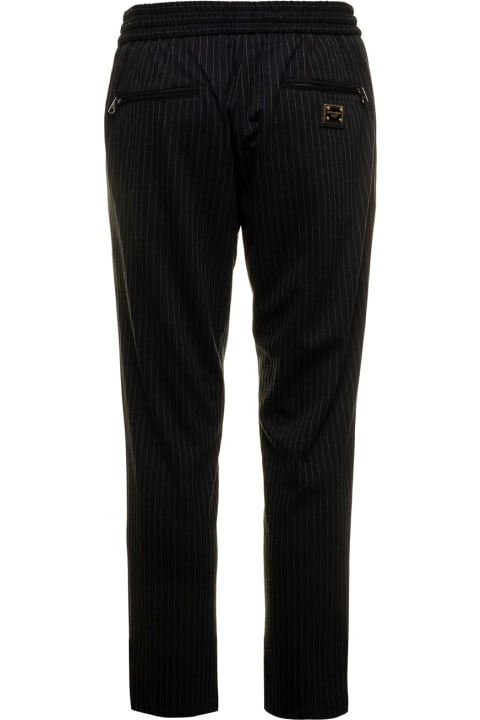 Charcoal Pinstriped Jogger In Jersey Dolce & Gabbana Man
