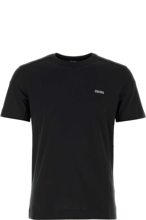 Zegna Topwear for Men Zegna Black Cotton T-shirt
