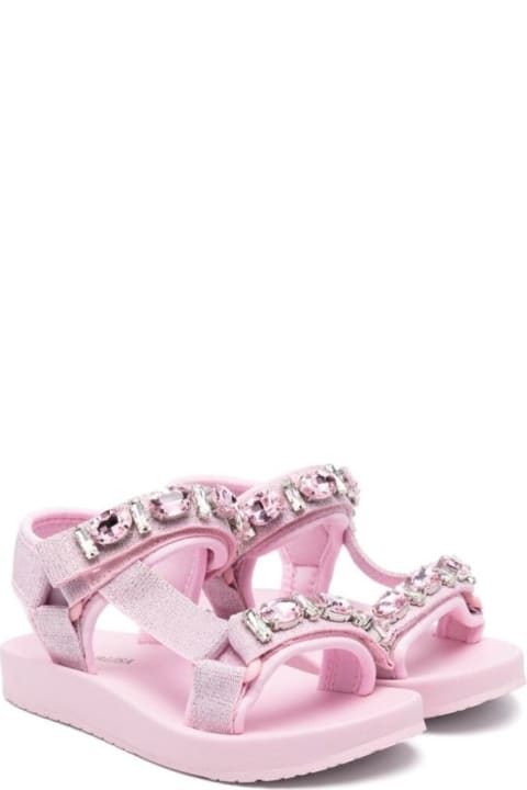 Monnalisa for Kids Monnalisa Pink Sandals With Rhinestones In Polyamide Girl